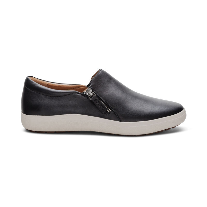 black slip-on sneaker with side zipper right view