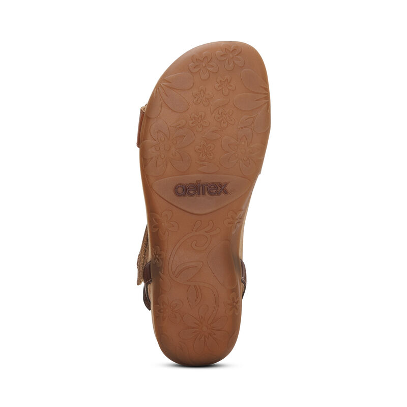 cognac multi adjustable quarter strap sandal bottom view