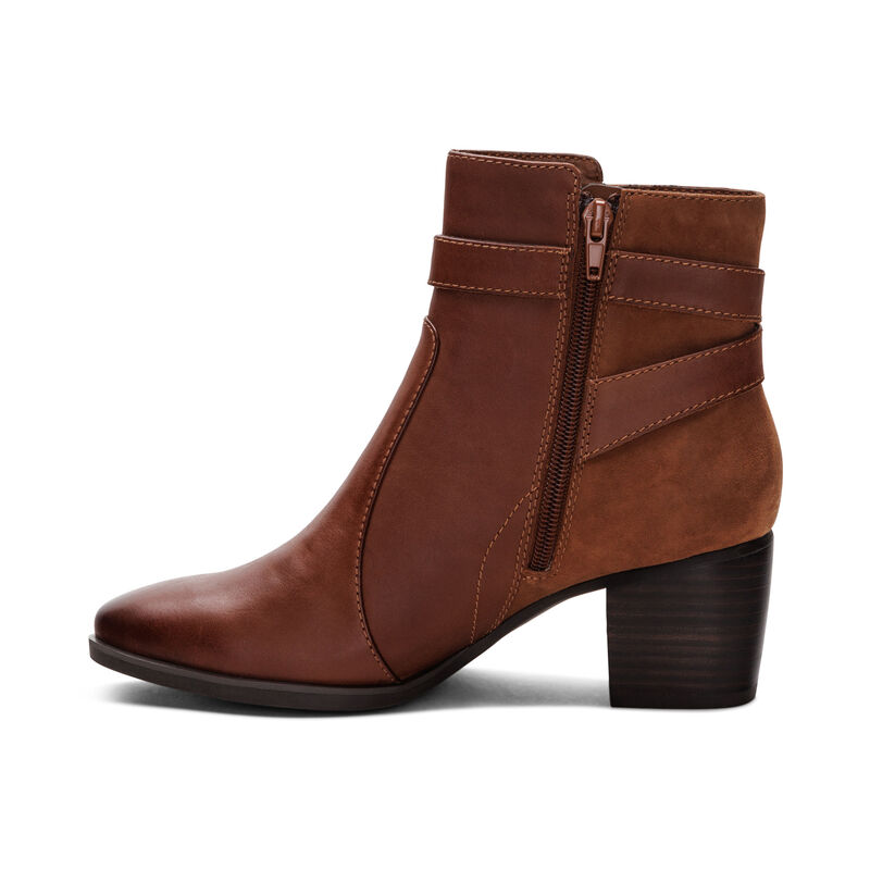 cognac heel boot left view