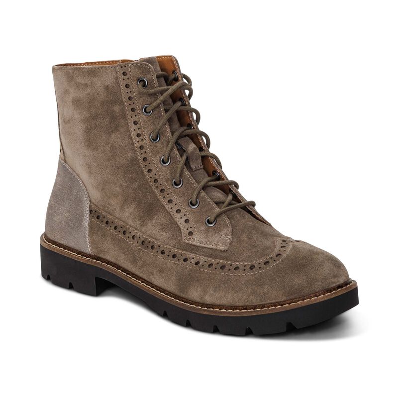 taupe weatherproof leather lace-up boot