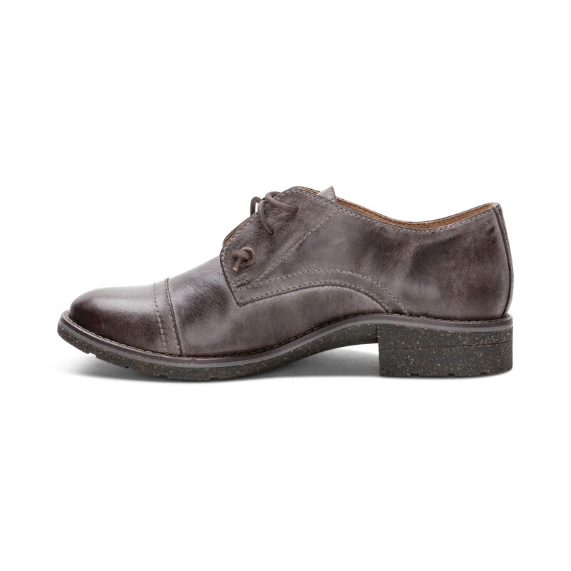 dark brown premium leather oxford left view