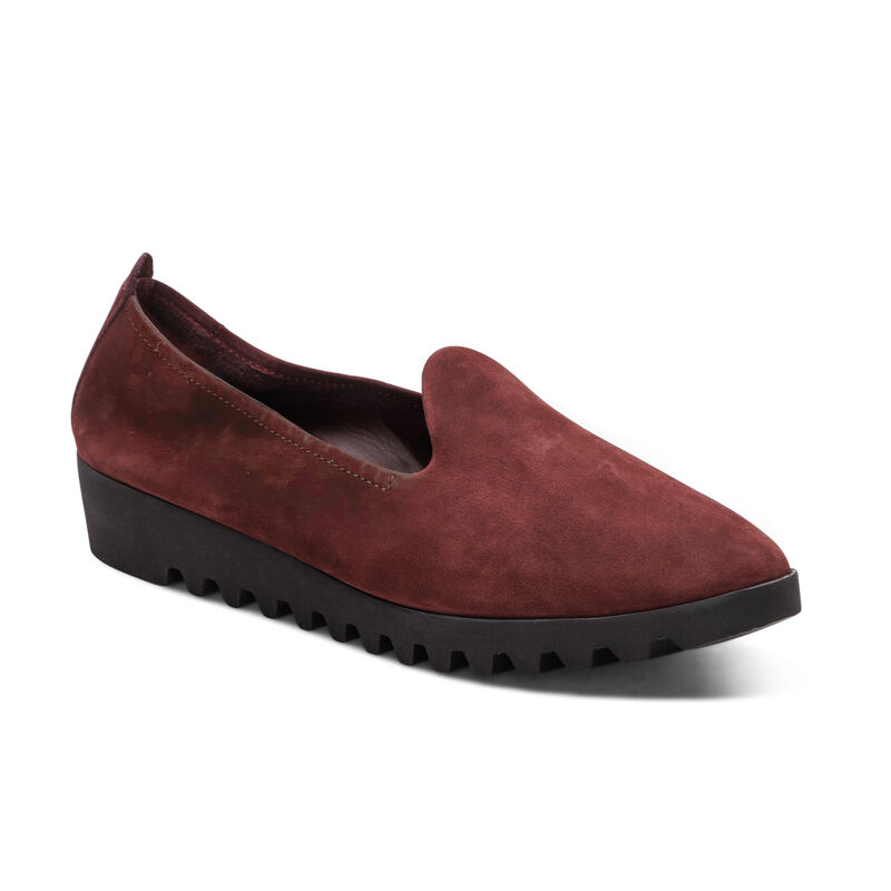 burgundy slip-on flat 