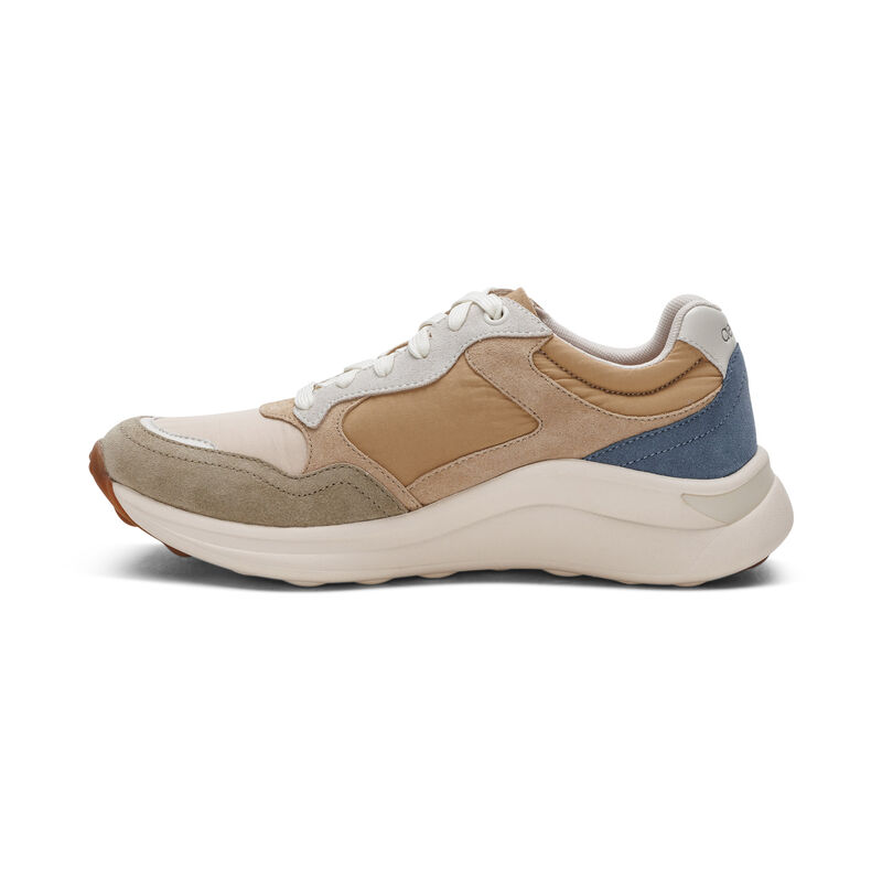 tan lace up sneaker left view