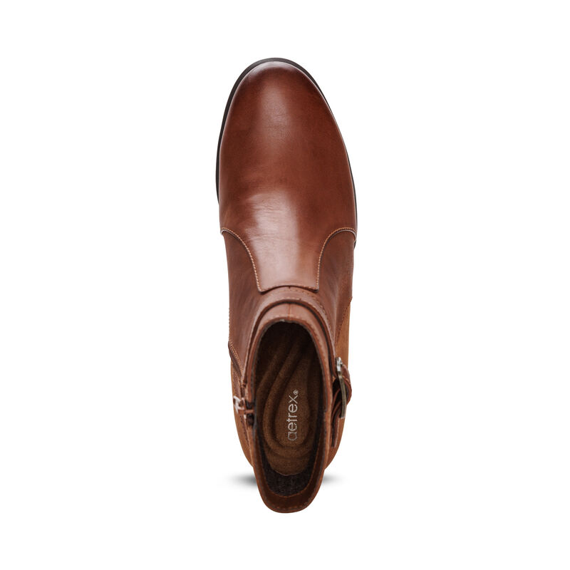 cognac heel boot top view