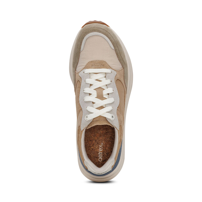 tan lace up sneaker top view