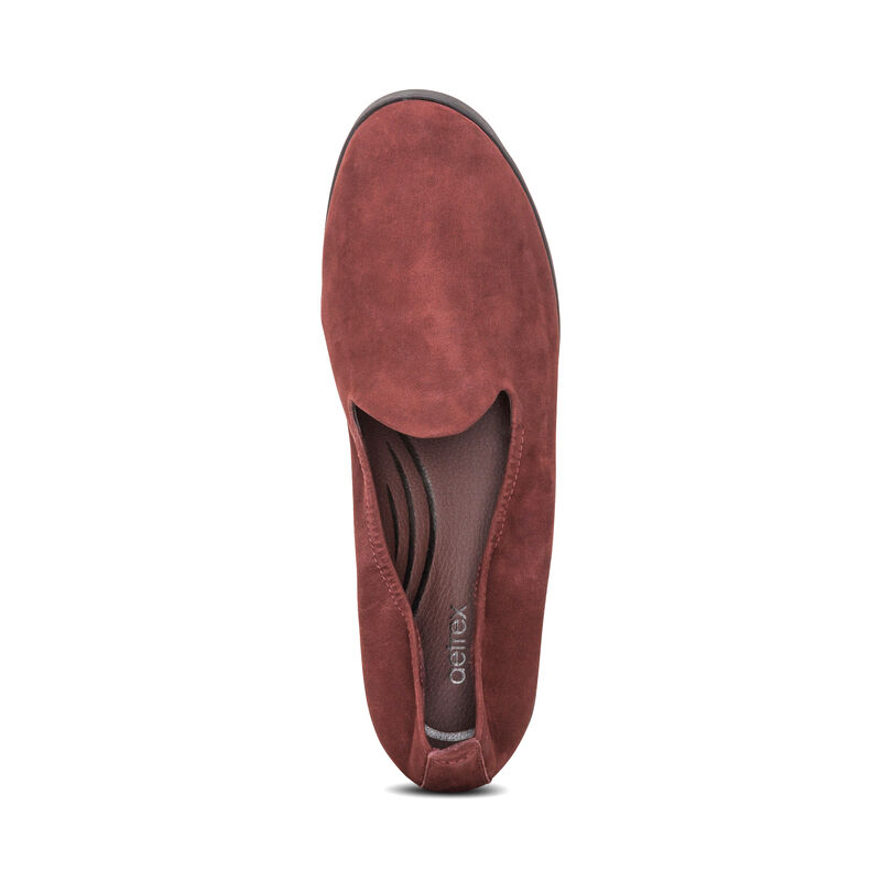 burgundy slip-on flat top view