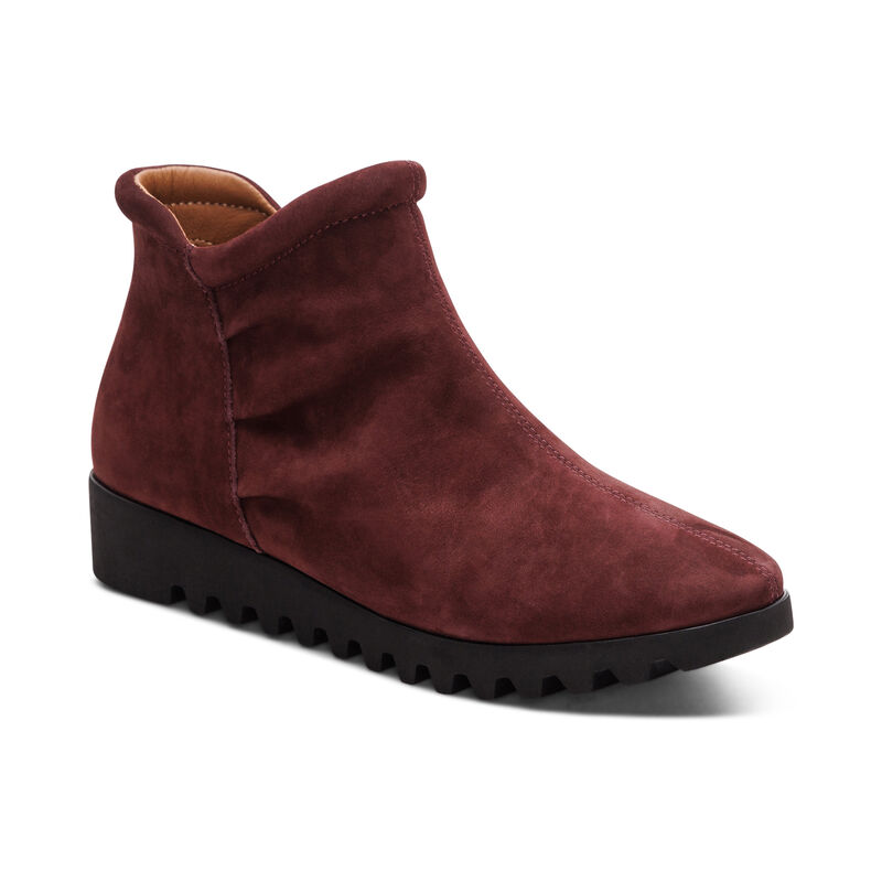 burgundy leather slip-on boot