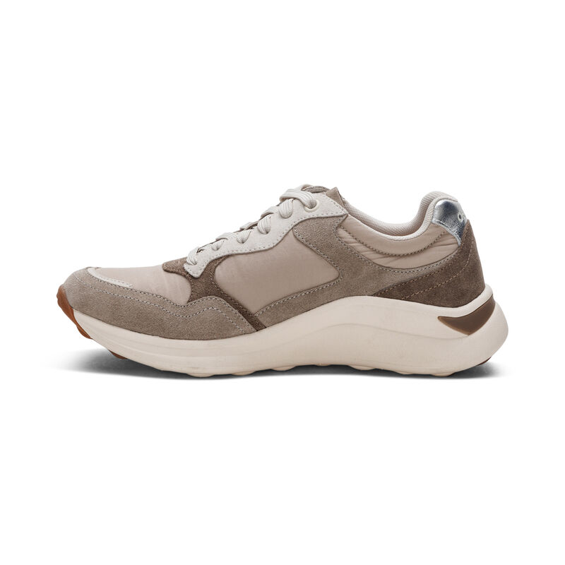 taupe lace up sneaker left view