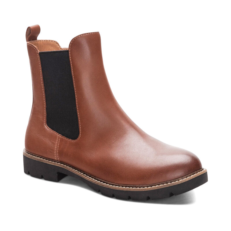 cognac weatherproof leather boot