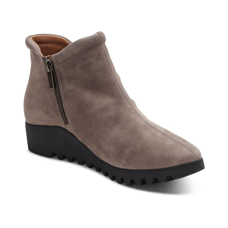 dark taupe leather slip-on boot extra view