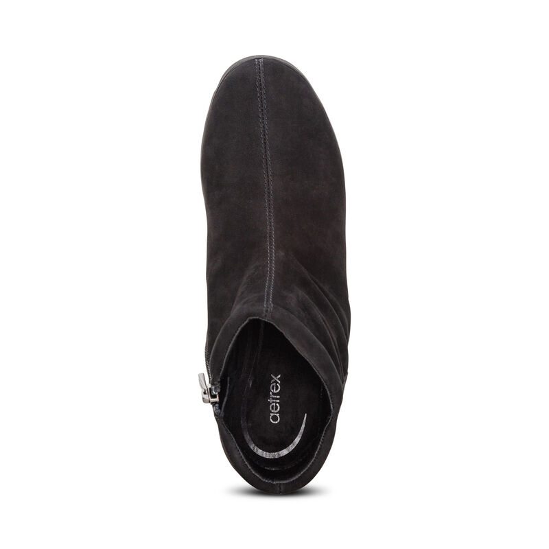 black slip-on boot top view