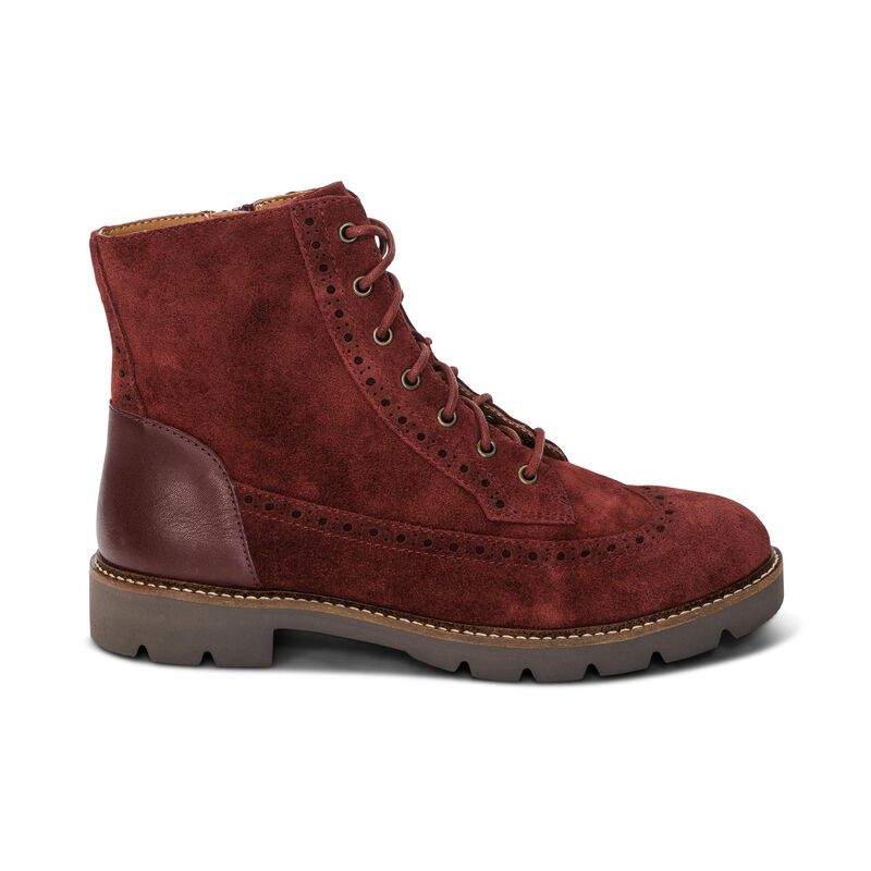 dark red weatherproof leather lace-up boot right view