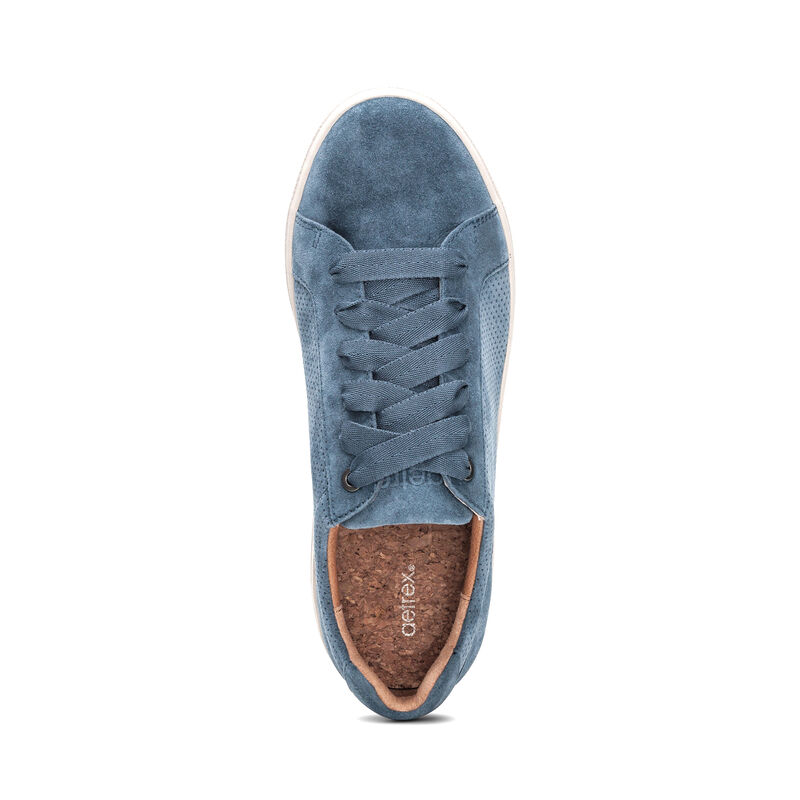 blue lace-up sneaker top view