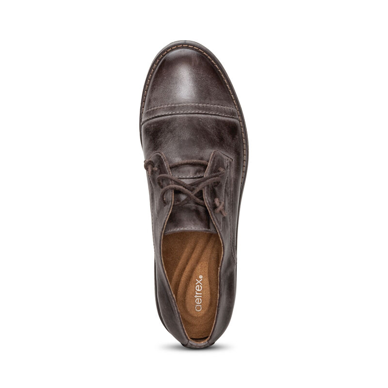 dark brown premium leather oxford top view