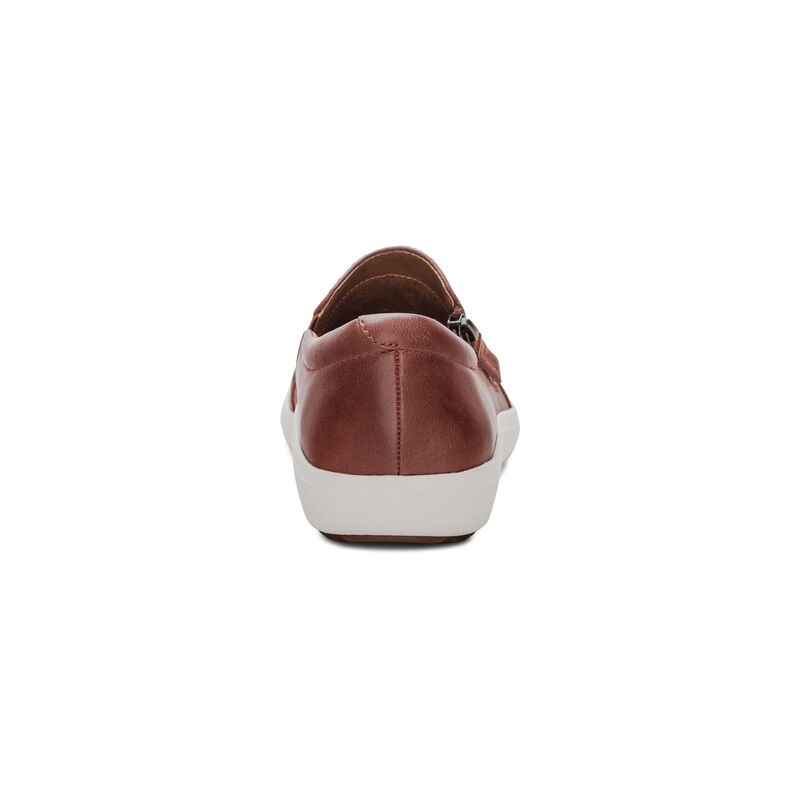 brown slip-on sneaker with side zipper rear view