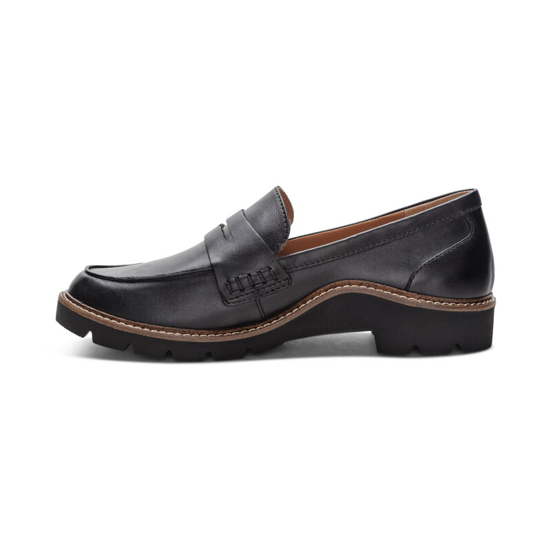 black premium leather loafer left view