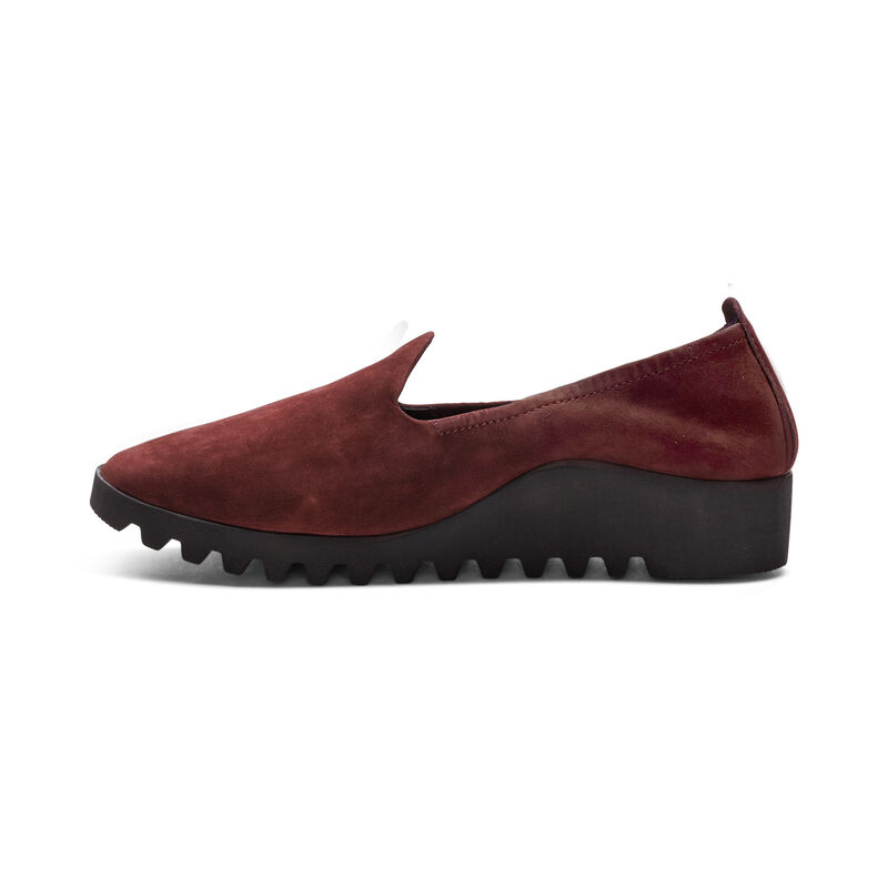 burgundy slip-on flat left view