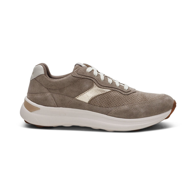 taupe lace up sneaker right view