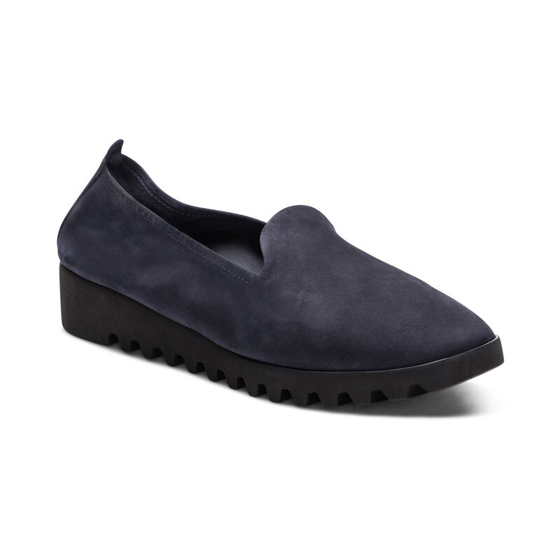 navy slip-on flat 