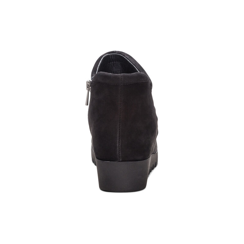 black slip-on boot rear view