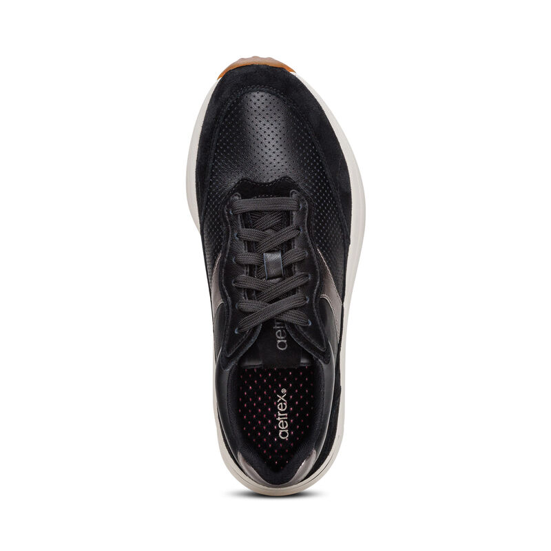 black lace up sneaker top view