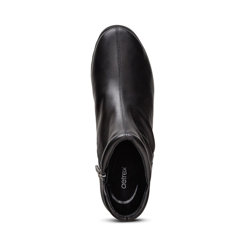 black leather slip-on boot top view