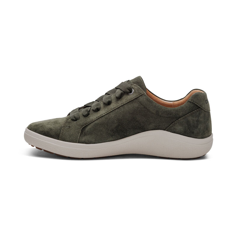 dark green lace-up sneaker left view