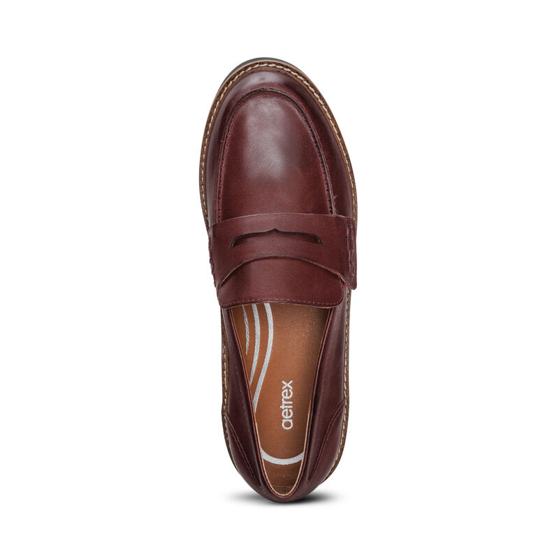 burgundy premium leather loafer top view