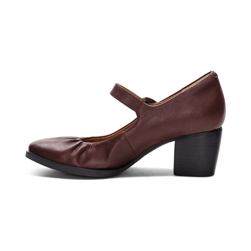 burgundy pump heel left view