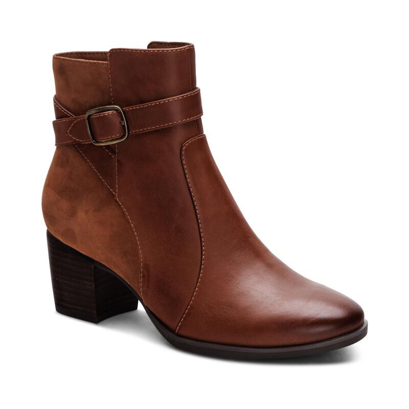 cognac heel boot