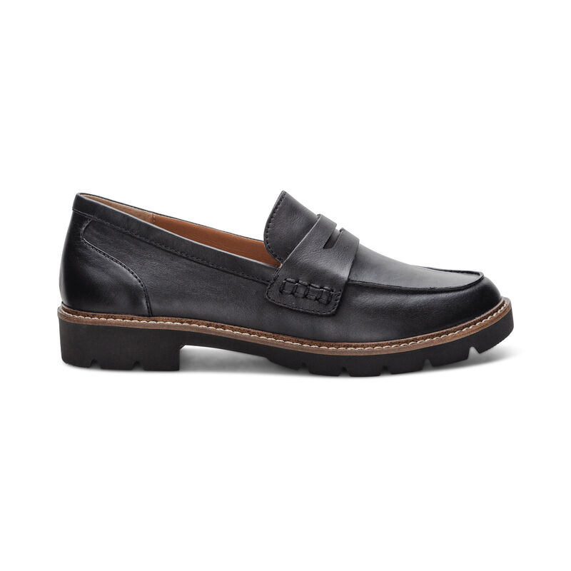 black premium leather loafer right view