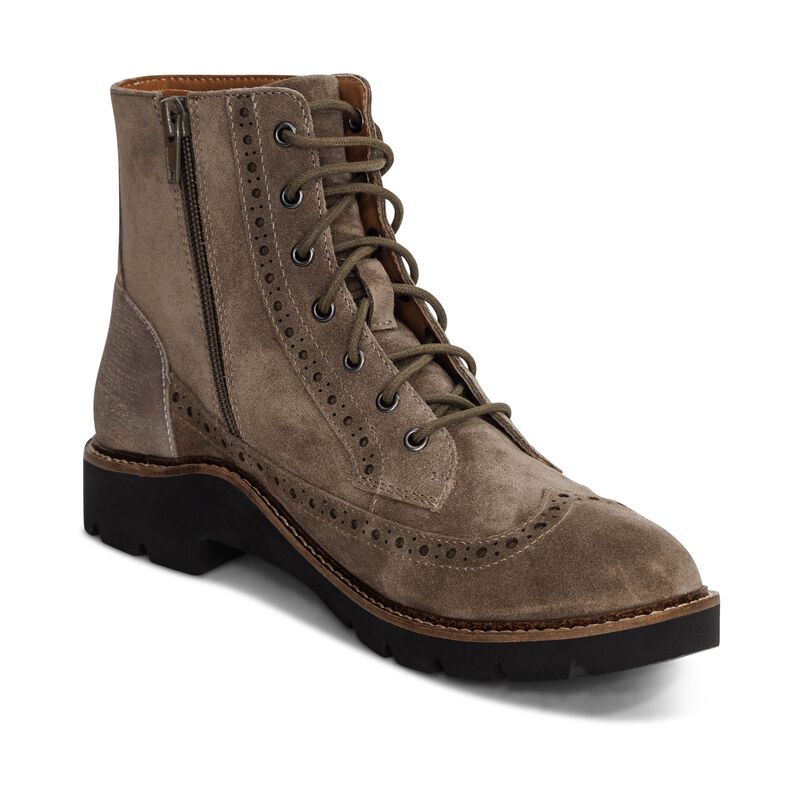 taupe weatherproof leather lace-up boot extra view