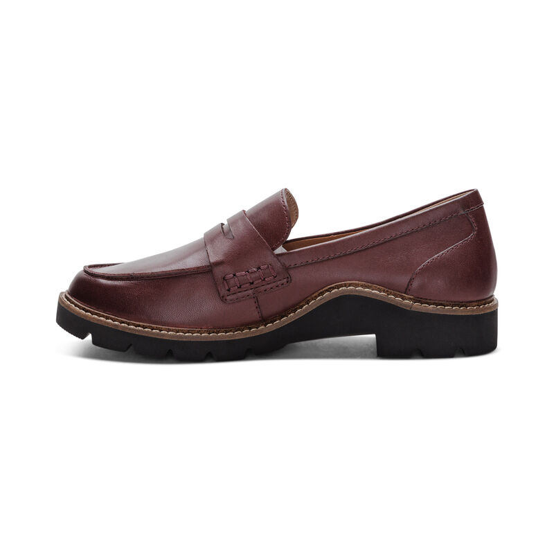 burgundy premium leather loafer left view