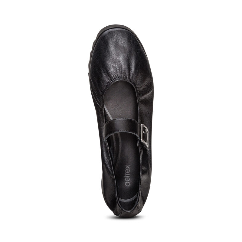 black hook &amp; loop ballet flat top view