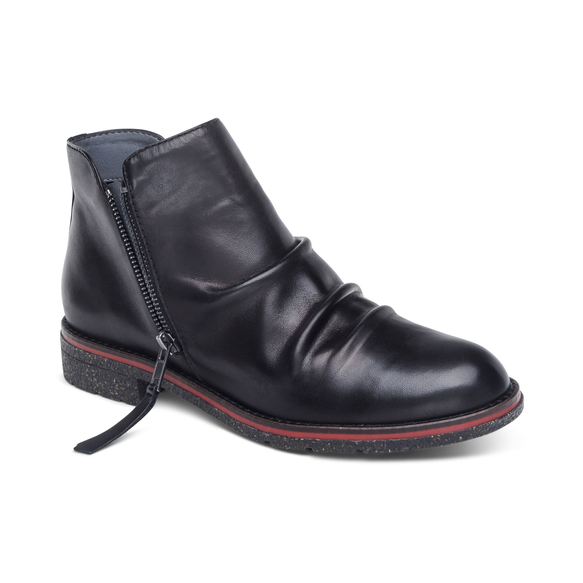 Black leather cheap low boots