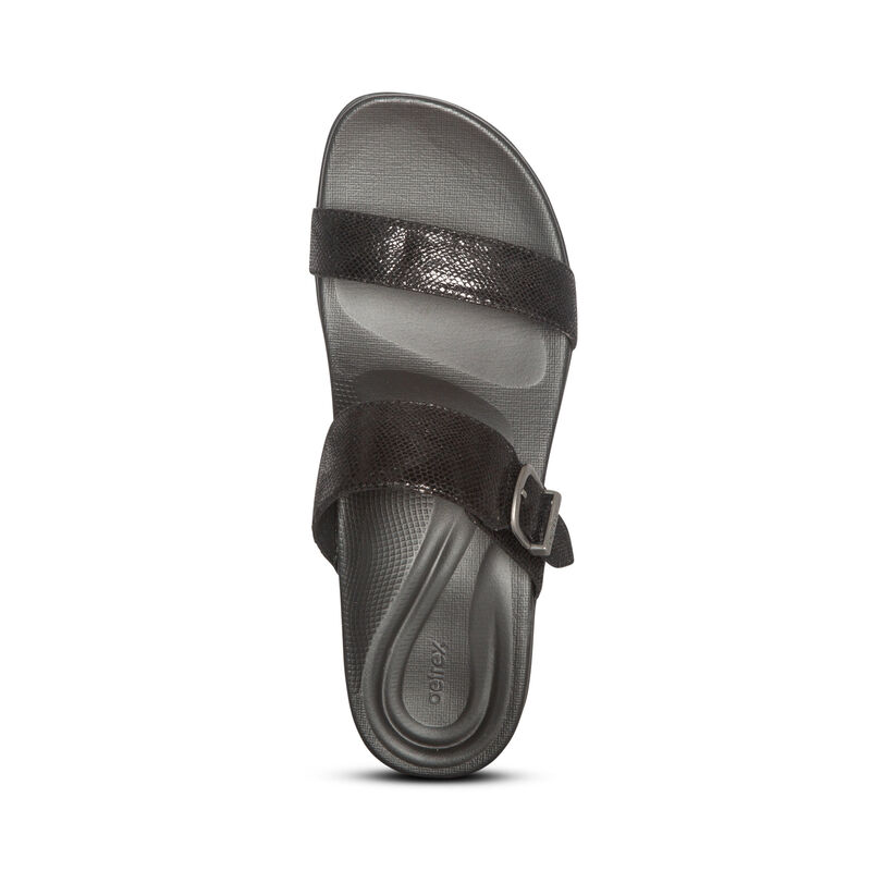 Black low heel sliders from Rochefort