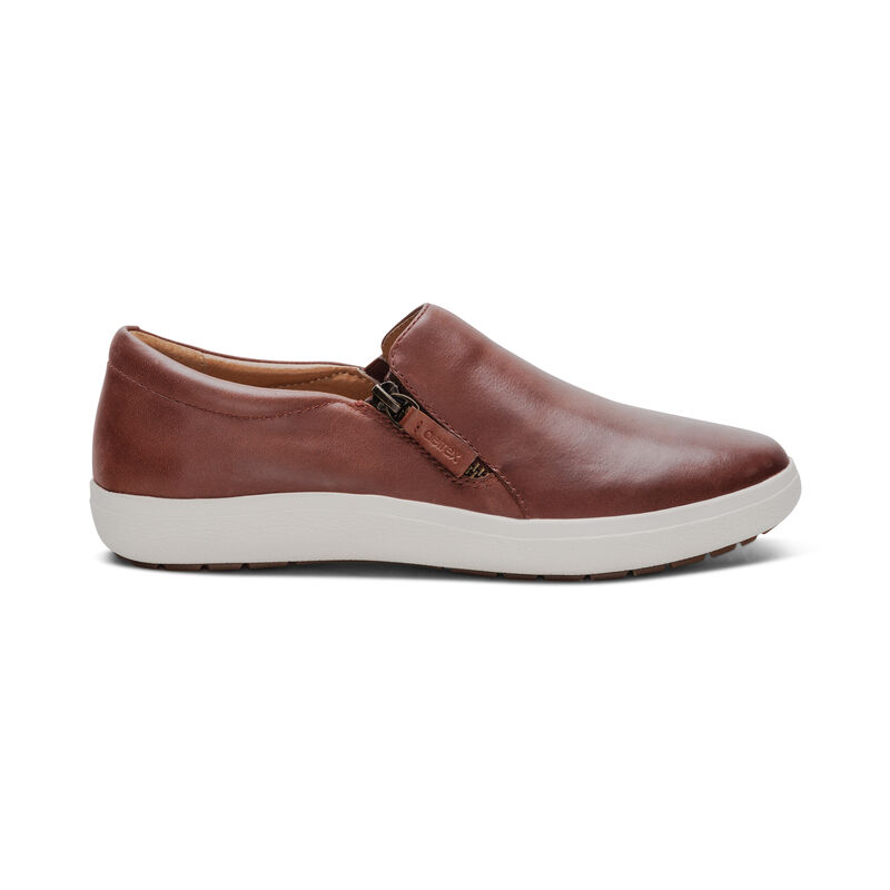 brown slip-on sneaker with side zipper right view