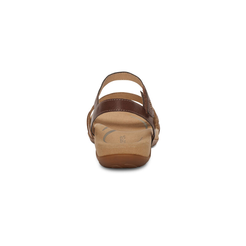 cognac multi adjustable quarter strap sandal back view