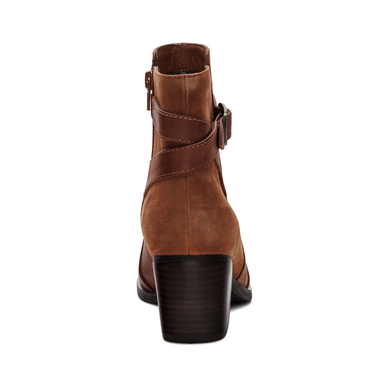 cognac heel boot rear view