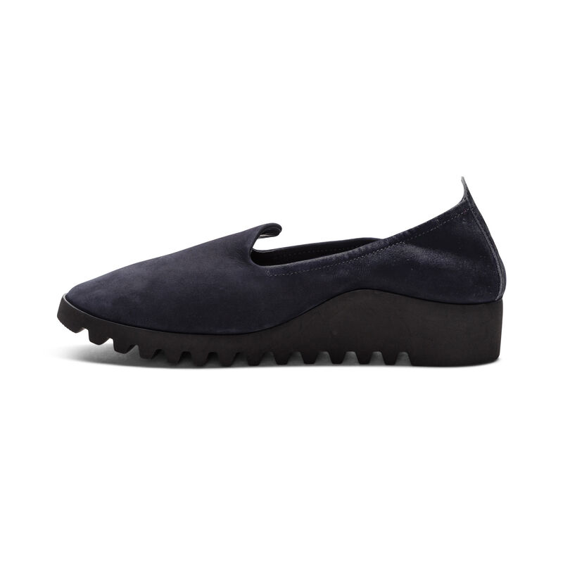 navy slip-on flat left view