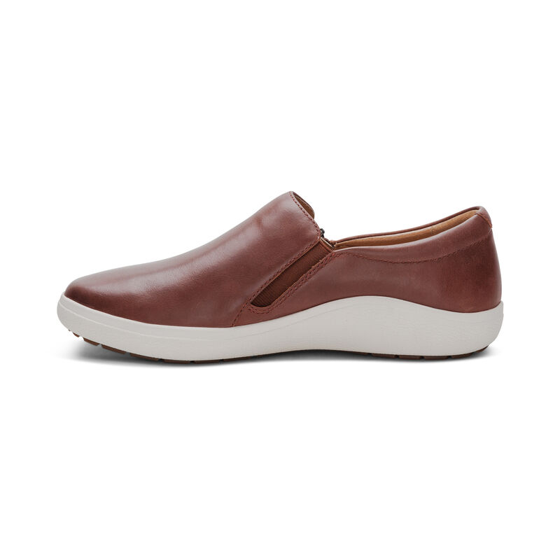 brown slip-on sneaker with side zipper left view