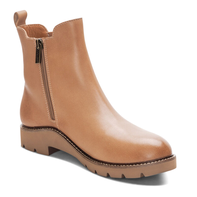 tan weatherproof leather boot extra view