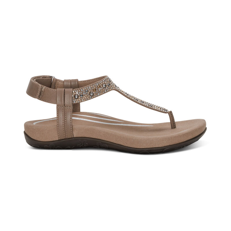 taupe slingback thong sandal right view