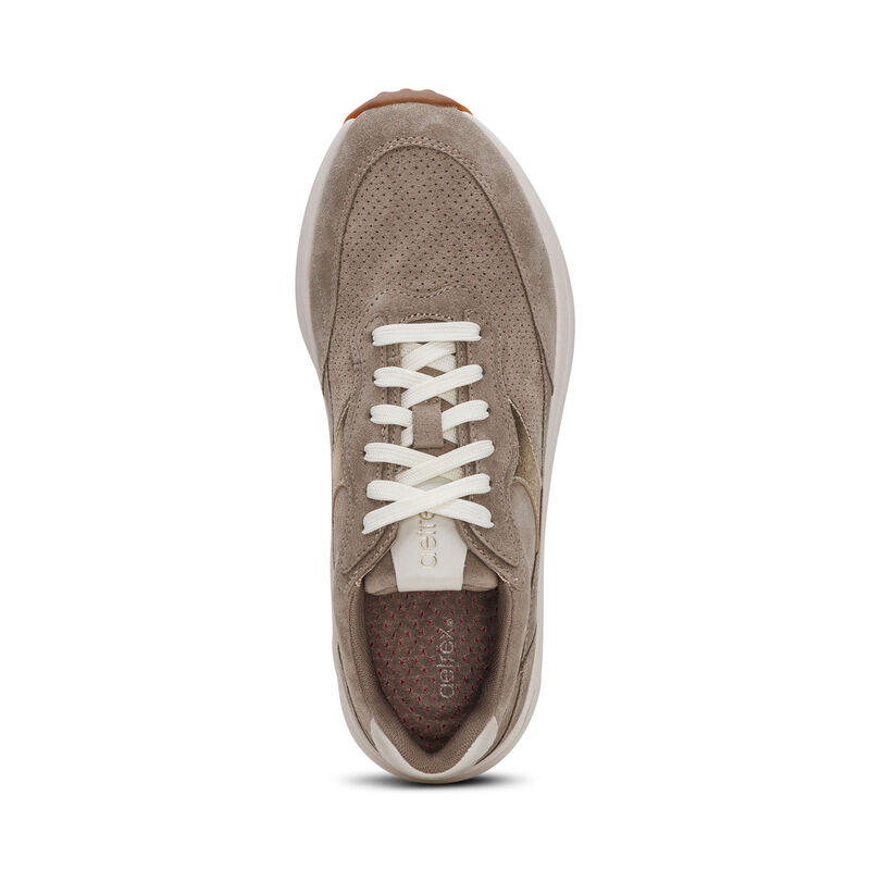 taupe lace up sneaker top view