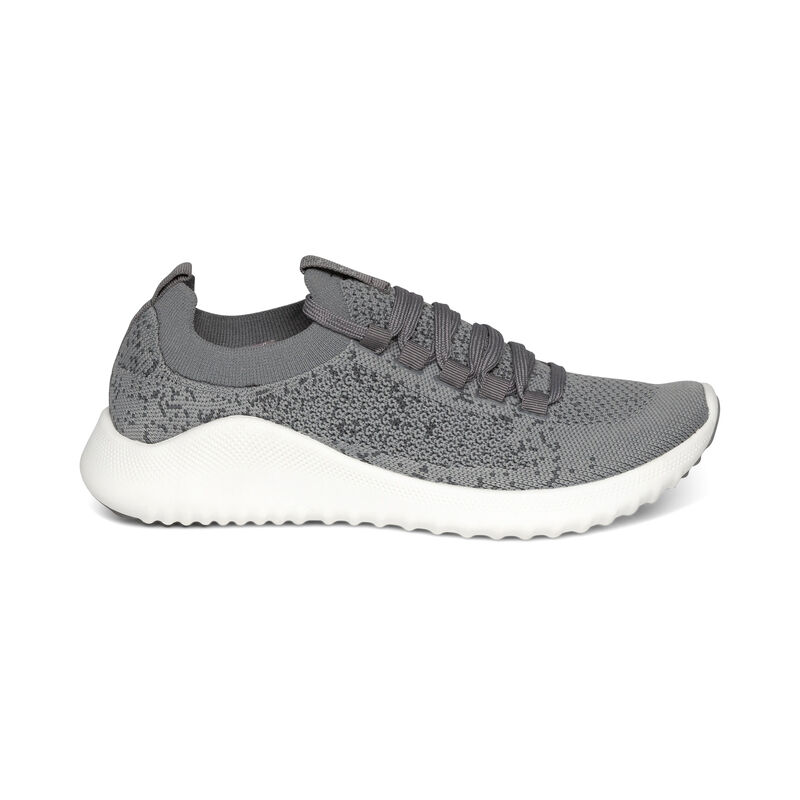 grey stretchy knit sneaker right view