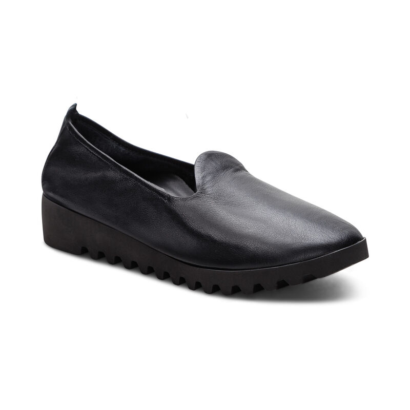 black slip-on flat