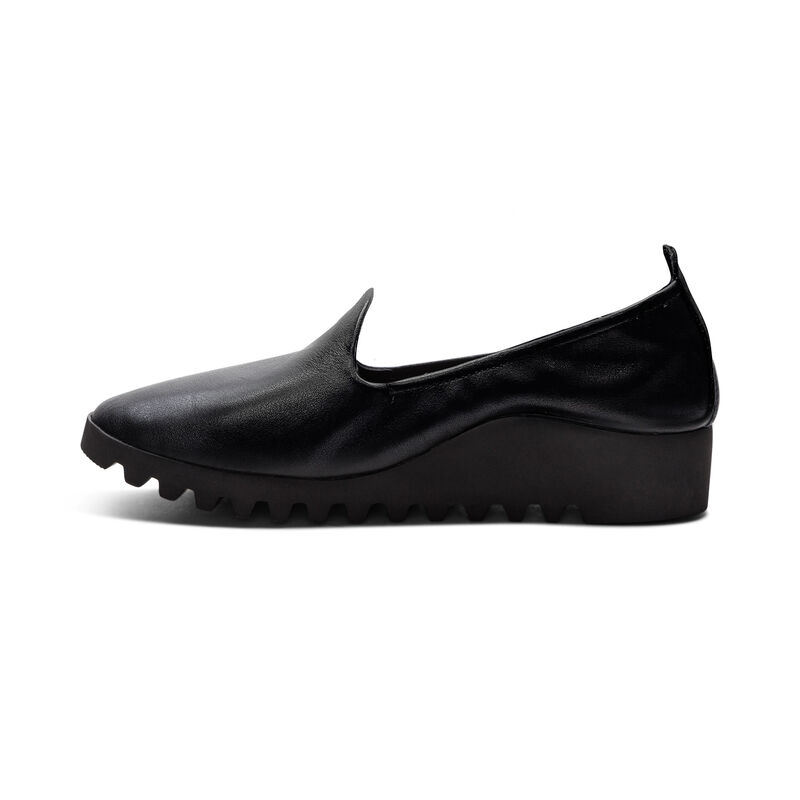 black slip-on flat left view