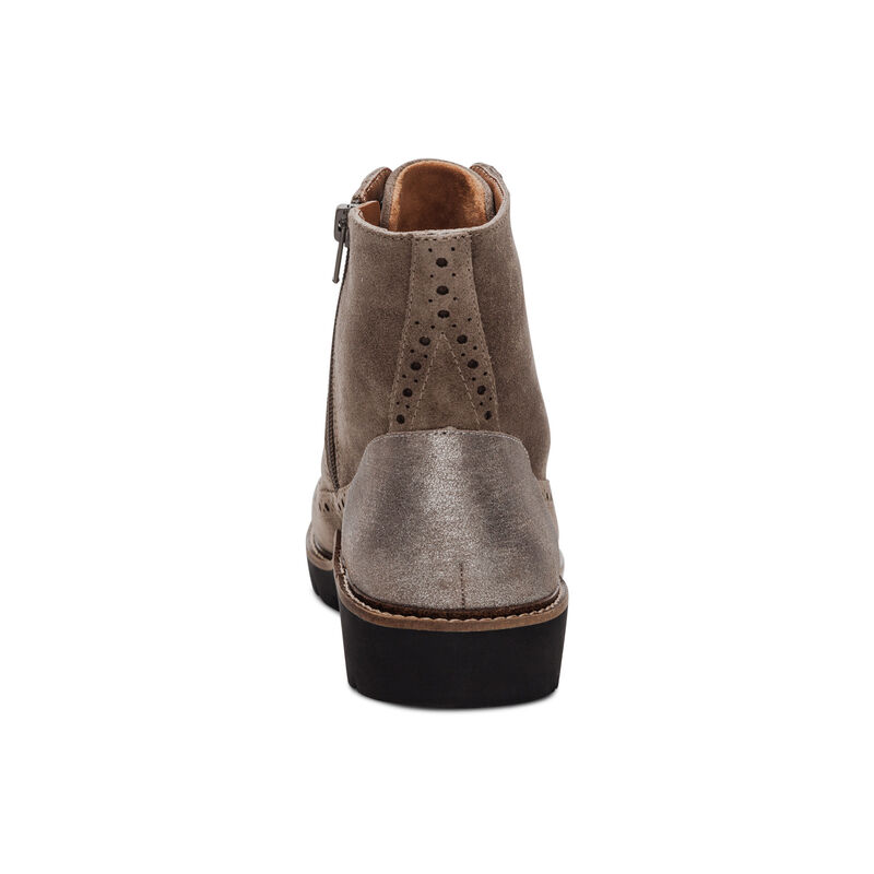 taupe weatherproof leather lace-up boot rear view