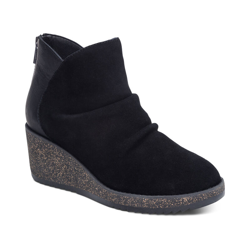 Kara Ankle Wedge Boot-black