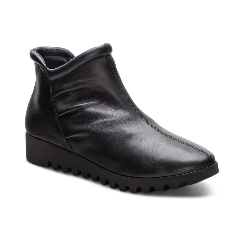 black leather slip-on boot